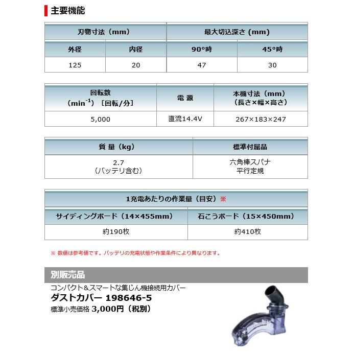 マキタ 125mm 14.4V充電式防じん丸ノコ 無線連動対応 ＜ KS512DRG ＞ セット品｜mikwa-kiko｜06