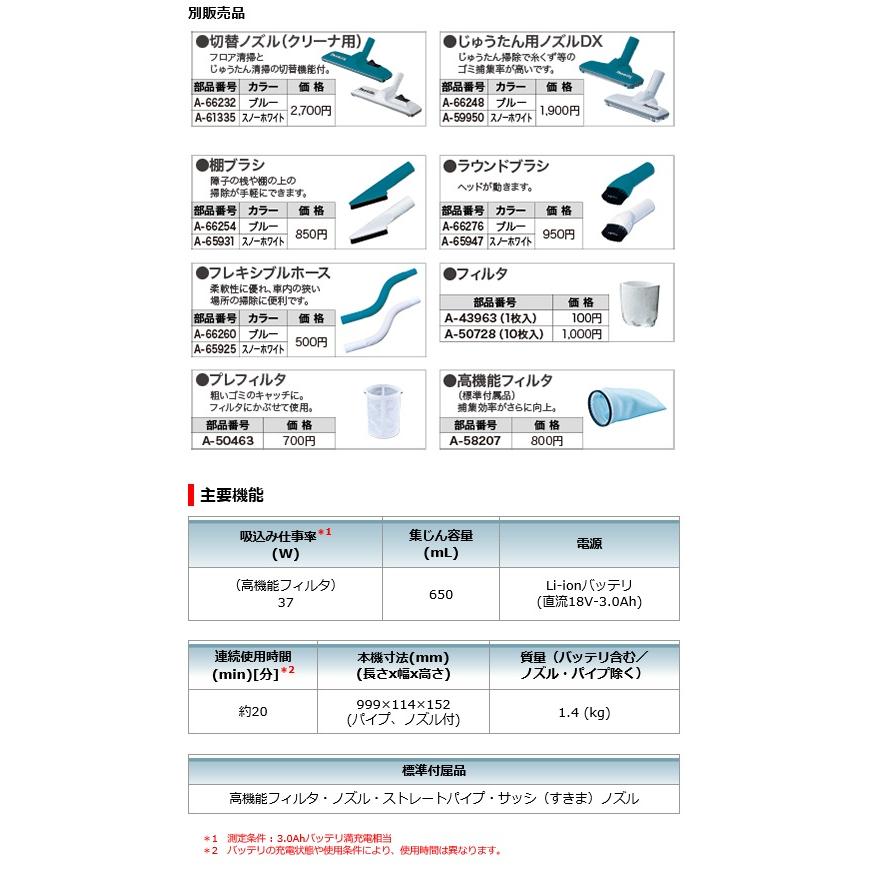 マキタ（makita） 充電式クリーナー 青 18V ＜CL180FDZ＞家庭用掃除機