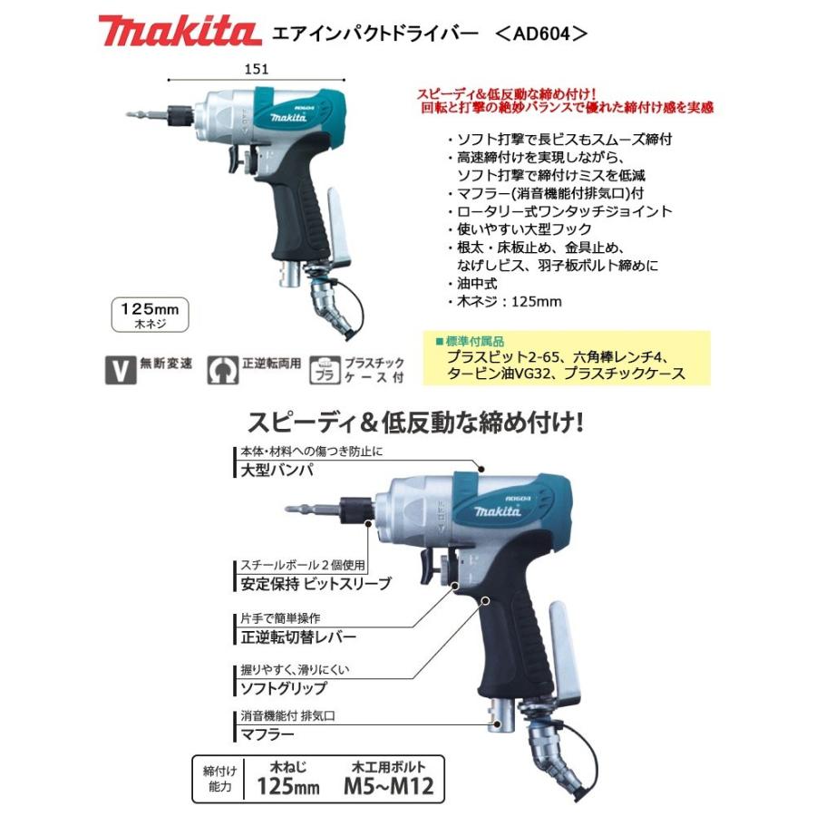 マキタ（makita） エアインパクトドライバー ＜AD604＞ : カイノス 