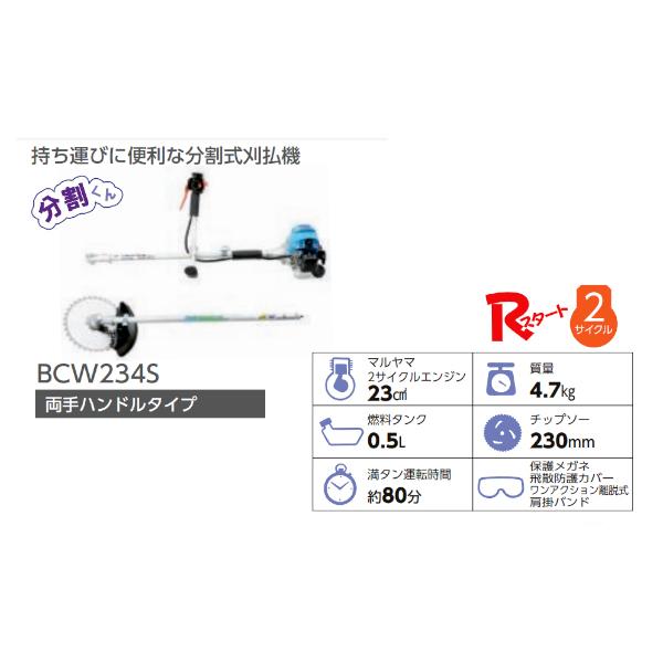 マルヤマ エンジン刈払機 w234s 分割式 肩掛式 両手ハンドルタイプ 2サイクル 丸山製作所 カイノス Paypayモール店 通販 Paypayモール