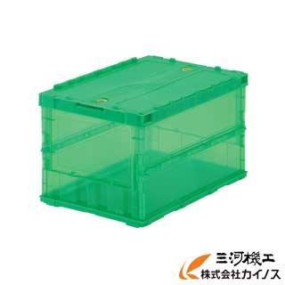 TRUSCO 薄型折りたたみコンテナスケル 50Lロックフタ付 緑 TSK-C50B GN 