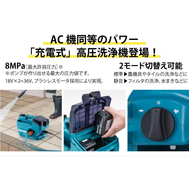 Makita 充電式高圧洗浄機 本体 マキタ（makita） 充電式高圧洗浄機 18V×2=36V 6.0Ah ＜MHW080DZK