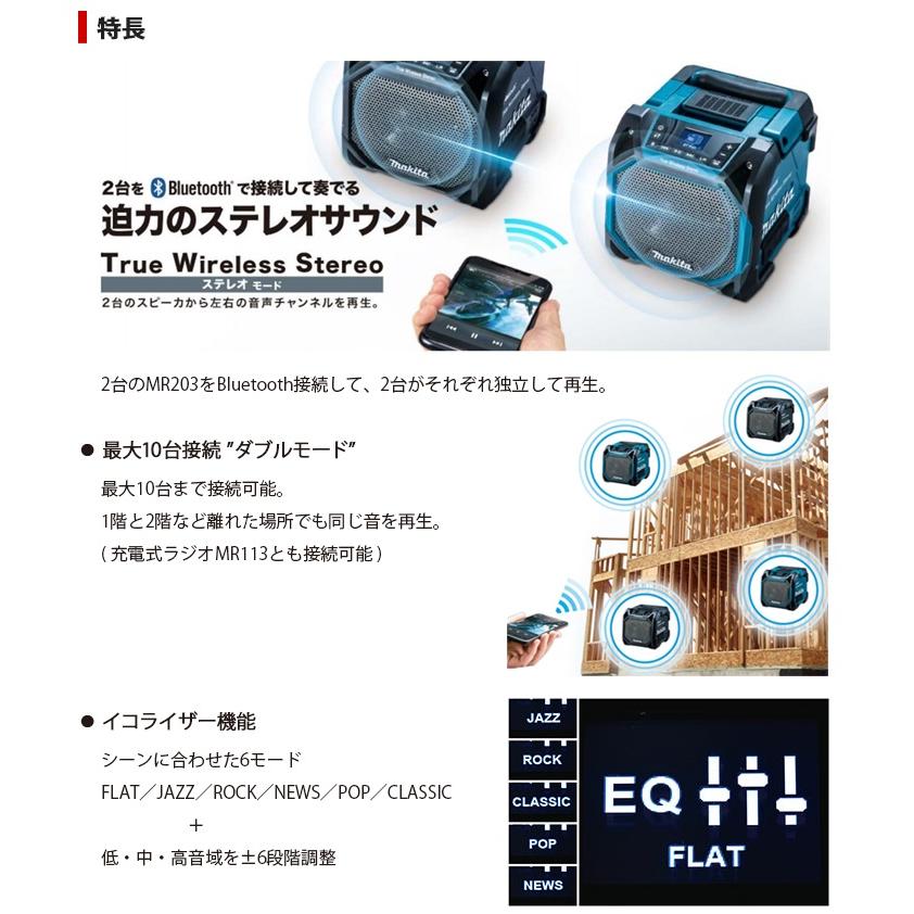 マキタ（makita） 充電式スピーカー 本体のみ 【MR203】 : カイノス