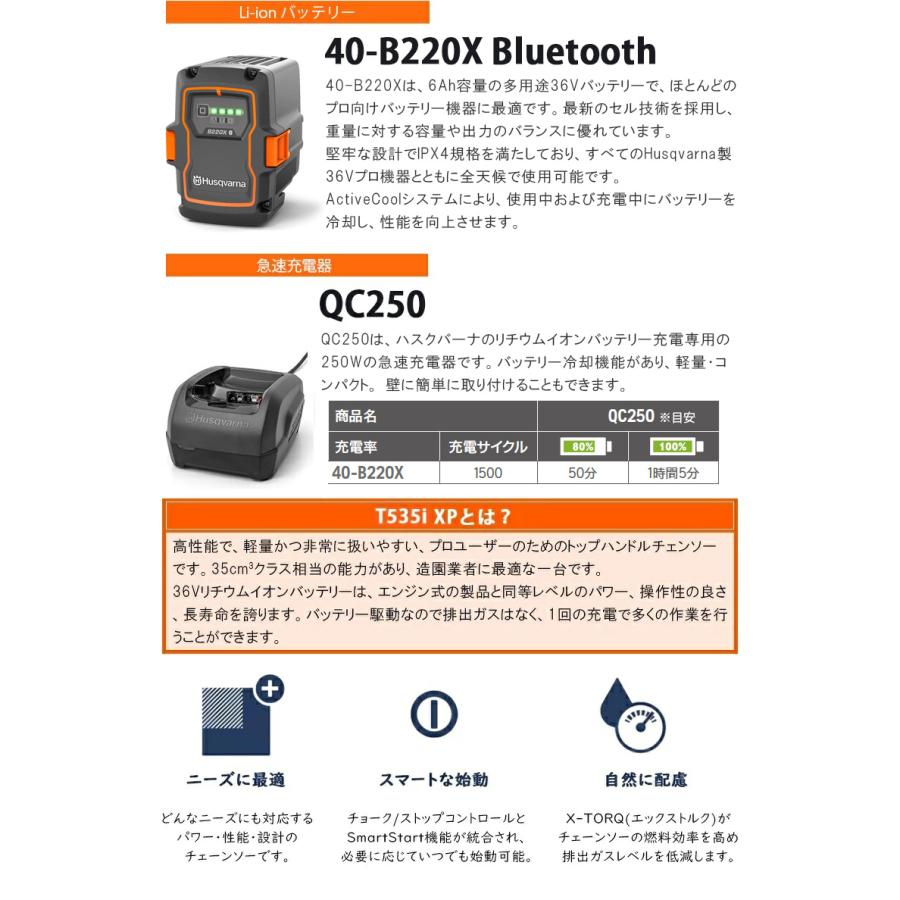 ハスクバーナ（Husqvarna） 36V 5.2Ah バッテリーチェーンソー トップ 