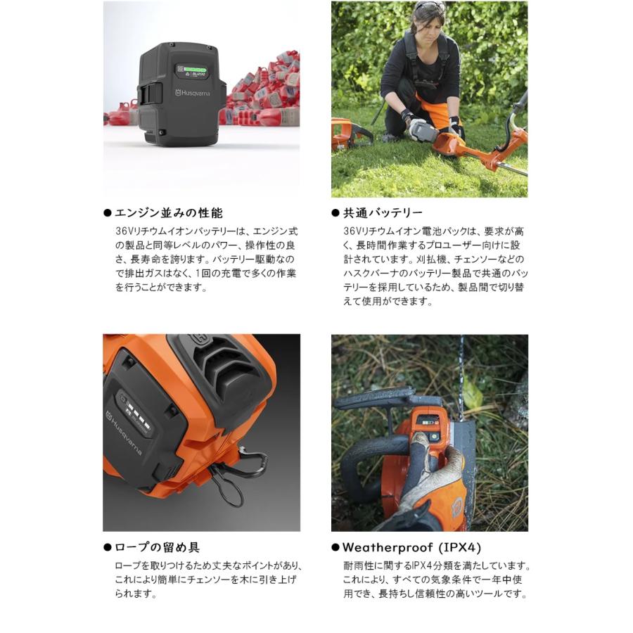ハスクバーナ（Husqvarna） 36V 5.2Ah バッテリーチェーンソー トップ