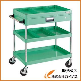 TRUSCO フェニックスワゴン 750X500 仕切2段付 引出付 YG色 PEW-973ZS2-YG