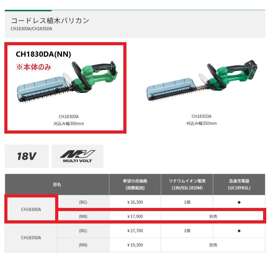 HiKOKI　ハイコーキ　18V　コードレス植木バリカン　＜CH1830DA(NN)＞　※本体のみ_1