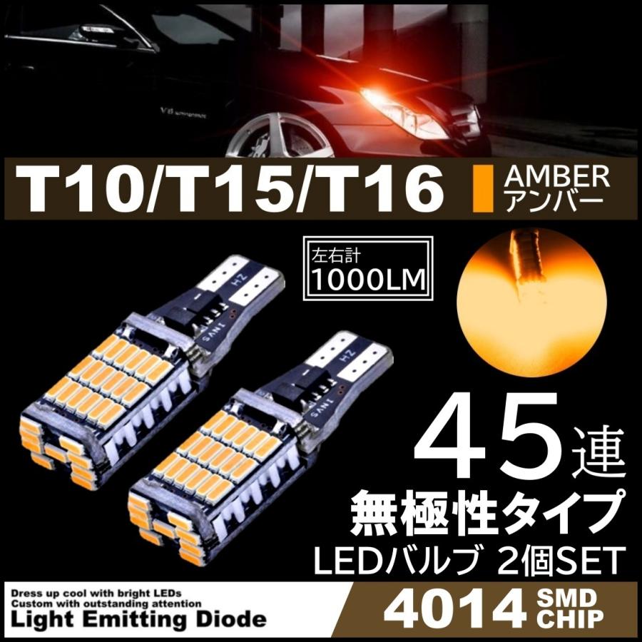 期間限定今なら送料無料 LEDバックランプ 超爆光45連 T10 T16 2個セット ホワイト 車検対応