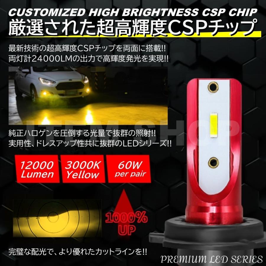 24000LM 爆光LED 3000K ハイスペック H8/H9/H11/H16/HB4 LEDヘッドライト LEDフォグランプ オールインワン CSPチップ イエローフォグ フォグ｜mil-parts｜05