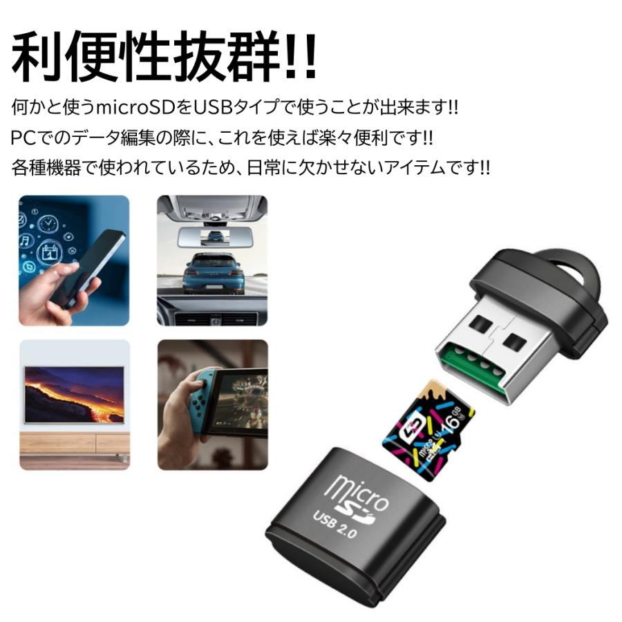 マイクロSD カードリーダー ミニタイプ 高速 USB2.0 microSD USB-A