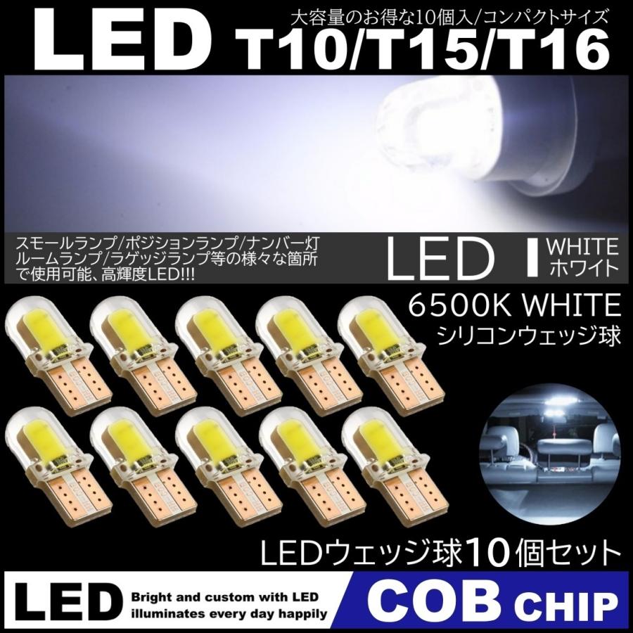 T10 LED COB 白色 10個セット ルームランプ 全長24mm 室内灯