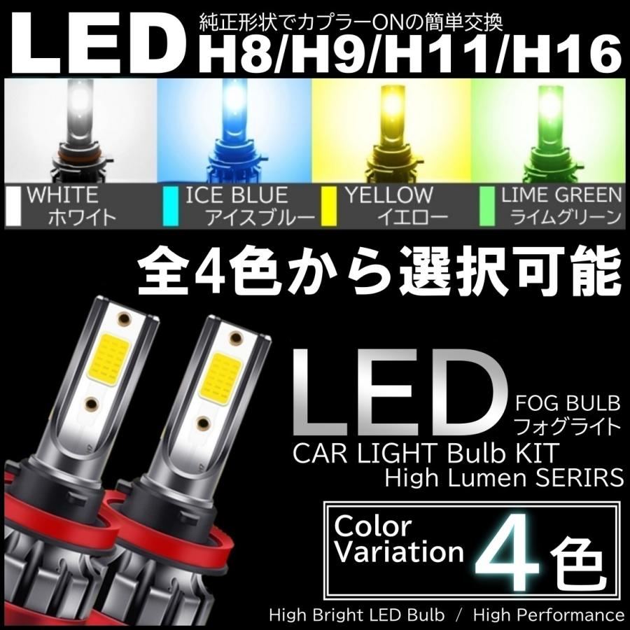 4色選択可 H8/H9/H11/H16 超コンパクトタイプ 爆光 LEDフォグランプ ホワイト イエロー アイスブルー ライムグリーン イエローフォグ｜mil-parts