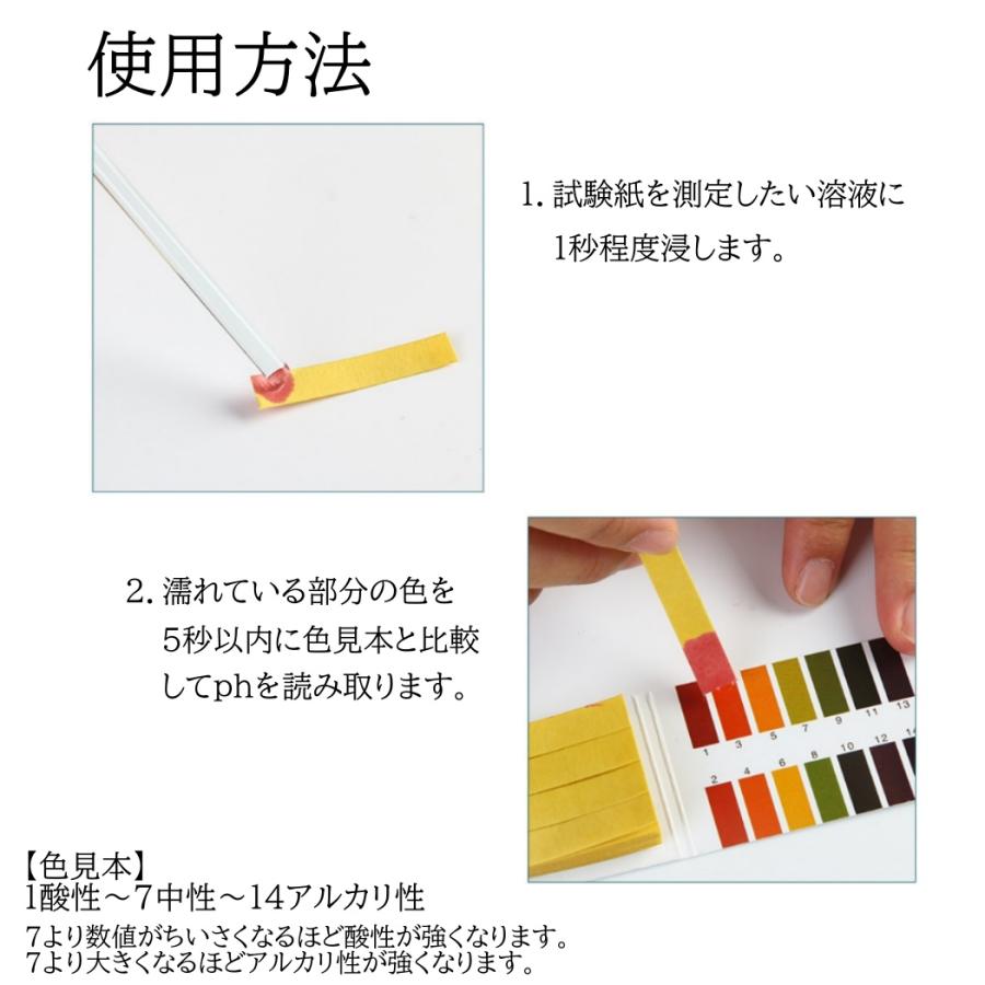 リトマス試験紙 80回分 ph試験紙 ペーハー試験紙 研究 尿 検査 水槽 土壌 水質検査 魚 アクアリウム プール pH1-14 実験｜mil-parts｜02