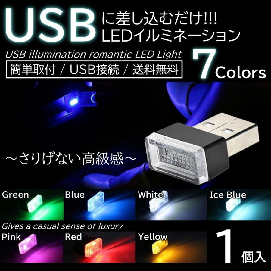 全7色 車用 車内 USB LED イルミネーション フットランプ コンソール 