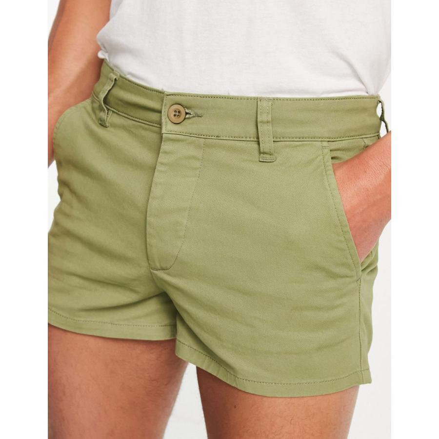 ASOS エイソス スリム ショート丈 ショートパンツ/ 短パンKhaki カーキ / ASOS DESIGN slim shorter