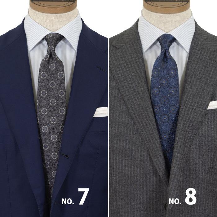 ネクタイ シルク 100% 小紋 水玉 小柄 ペイズリー ネイビー ブルー