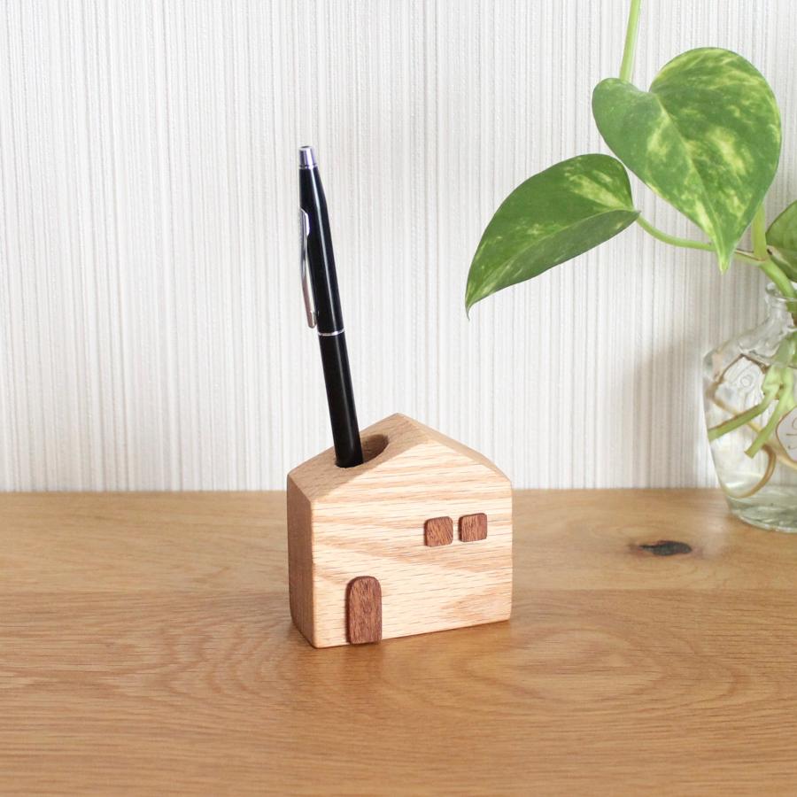 かわいい木のお家 ペンスタンド【オーク】おしゃれ ナチュラル 木製 ペン立て 玄関・デスク・ギフトに人気 | 