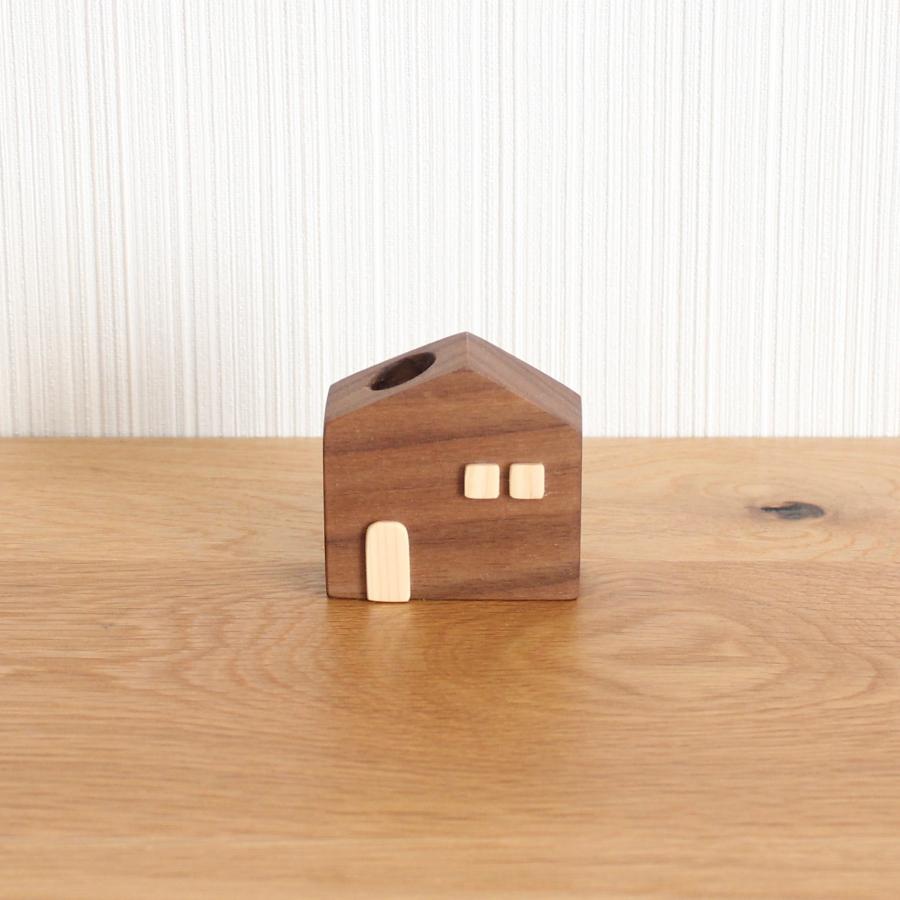かわいい木のお家 ペンスタンド【ウォールナット】おしゃれ ナチュラル 木製 ペン立て 玄関・デスク・ギフトに人気 |  | 04