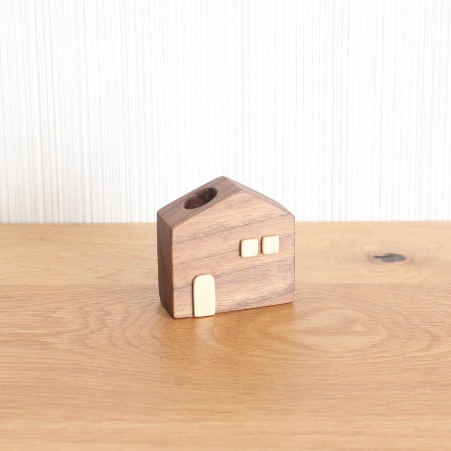 かわいい木のお家 ペンスタンド【ウォールナット】おしゃれ ナチュラル 木製 ペン立て 玄関・デスク・ギフトに人気 |  | 02