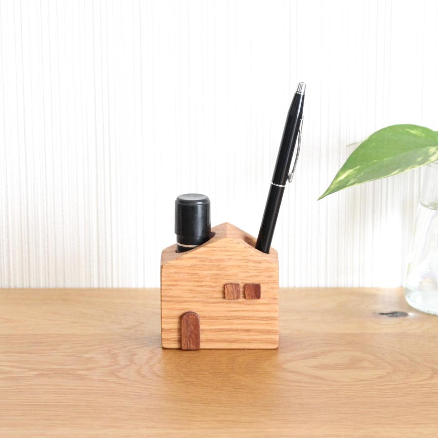 かわいい木のお家 印鑑・ペンスタンド【オーク】おしゃれ ナチュラル 木製 ペン立て 玄関・デスク・ギフトに人気 |  | 01