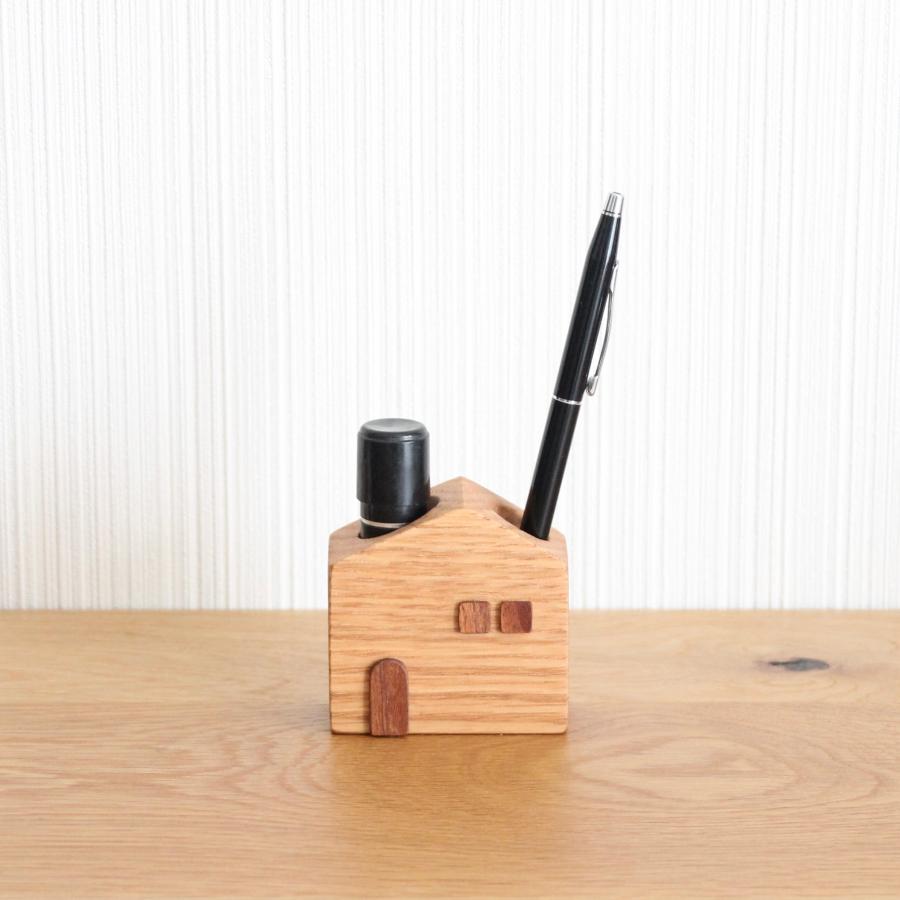 かわいい木のお家 印鑑・ペンスタンド【オーク】おしゃれ ナチュラル 木製 ペン立て 玄関・デスク・ギフトに人気 |  | 03