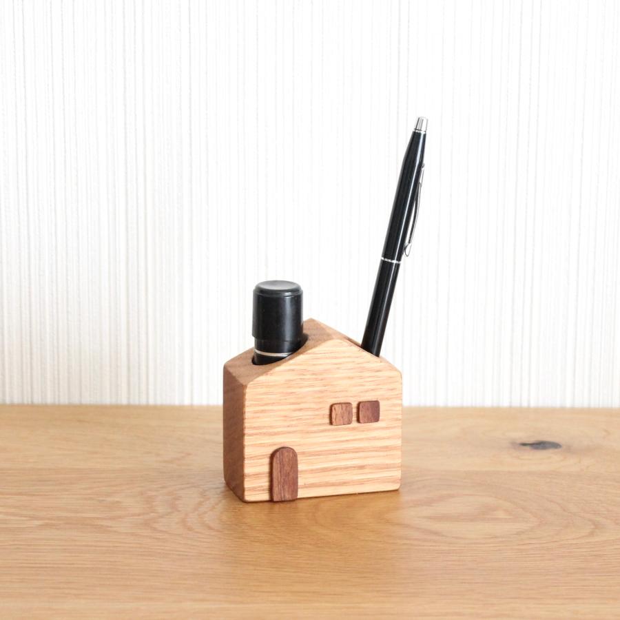 かわいい木のお家 印鑑・ペンスタンド【オーク】おしゃれ ナチュラル 木製 ペン立て 玄関・デスク・ギフトに人気 |  | 02