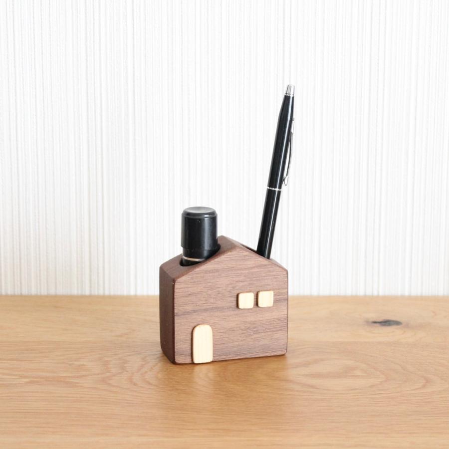 かわいい木のお家 印鑑・ペンスタンド (ウォールナット) おしゃれ ナチュラル 木製 ペン立て 玄関・デスク・ギフトに人気 |  | 02