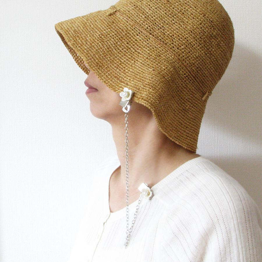 B❤️ 花パール帽子ストラップ帽子チェーン帽子帽子クリップハンドメイド