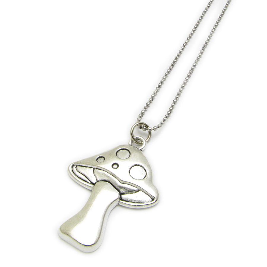 ネックレス きのこ キノコ ロングチェーンネックレス シンプル