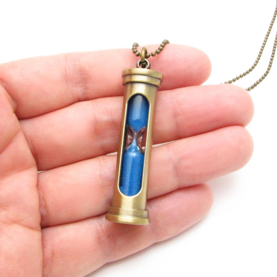 ネックレス レディース メンズ 砂時計 アンティークゴールドカラー