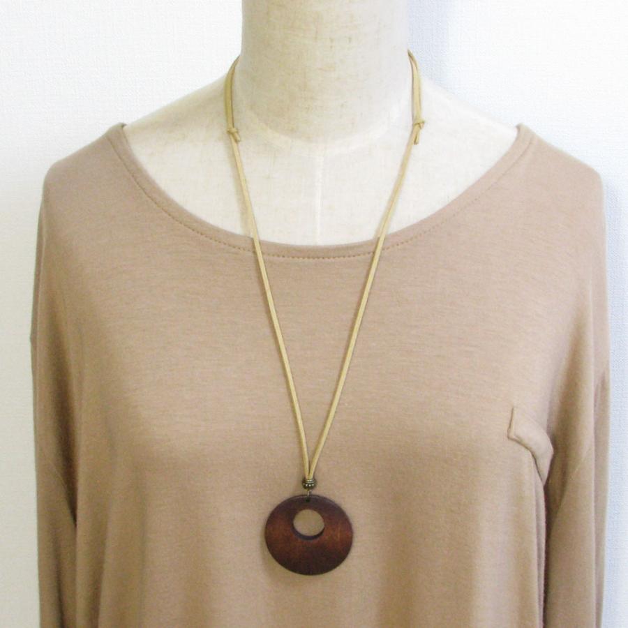 ネックレス レディース 木製 木 サークル ウッドトップ レザー