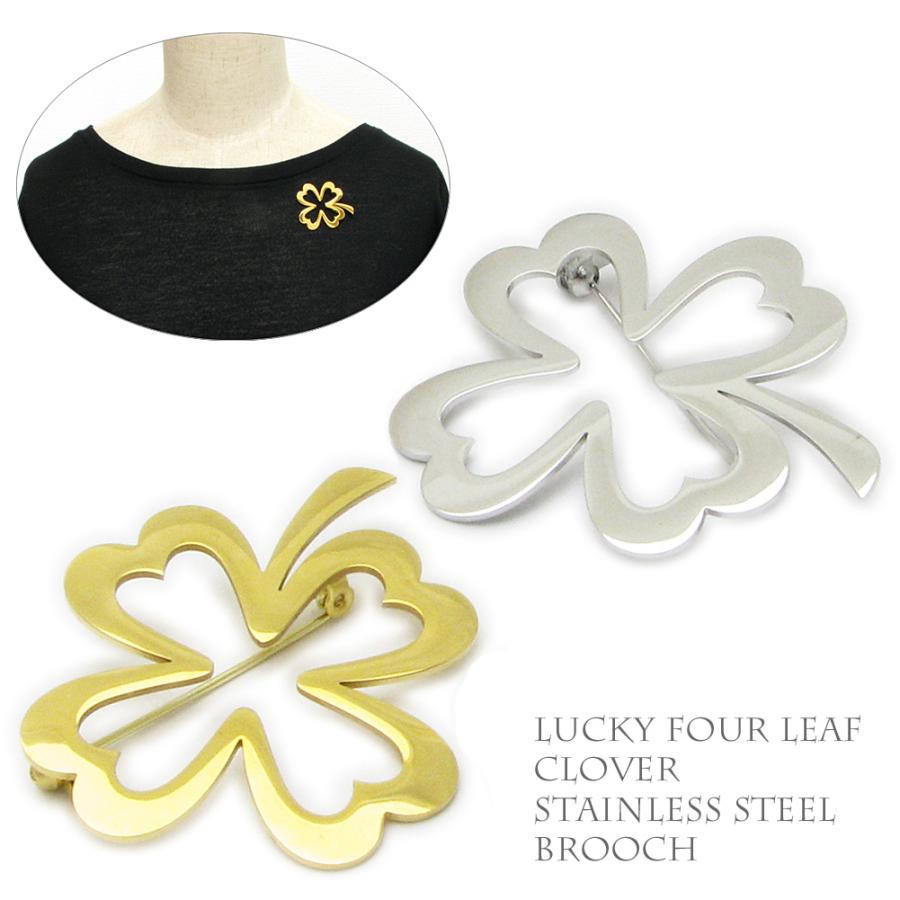ブローチ レディース 四葉 クローバー 幸運 ラッキー ピン