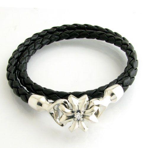 ブレスレット メンズ DAgDART クロス 本革 二重巻き シルバー レザー DB-176CZ