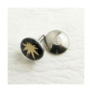 ボディピアス ステンレスフェイクプラグ 六芒星 ガンジャ クロス 16G  