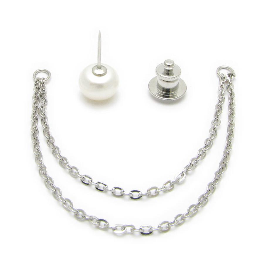 ピンブローチ ラペルピン メンズ シンプル 淡水パール 真珠 本物 チェーン 2WAY 結婚式 タックピン ピンズ JS10002 |  | 07