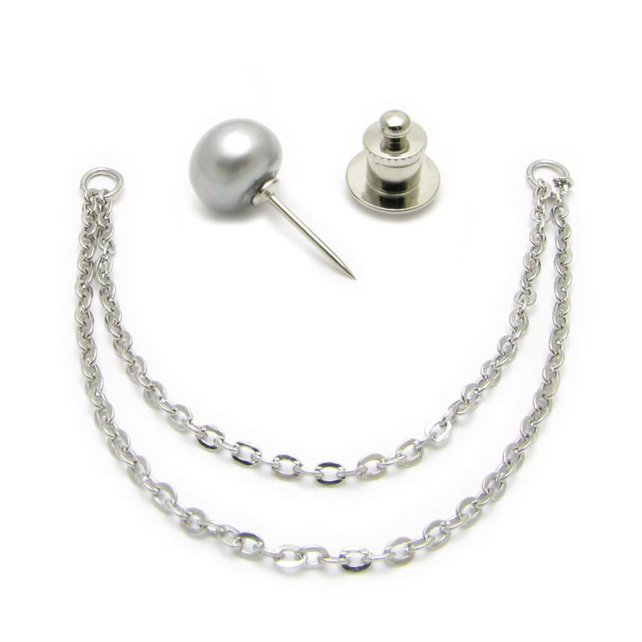 ピンブローチ ラペルピン メンズ シンプル 淡水パール 真珠 本物 チェーン 2WAY 結婚式 タックピン ピンズ JS10002 |  | 08