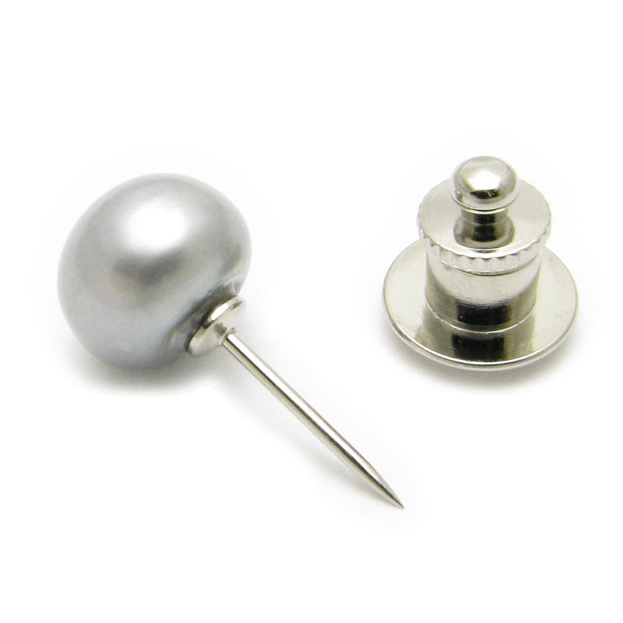 ピンブローチ メンズ ラペルピン シンプル 淡水パール 真珠 本物