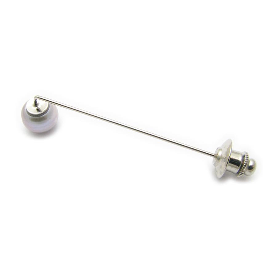 ピンブローチ メンズ 淡水パール 真珠 本物 シンプル ラペルピン 黒