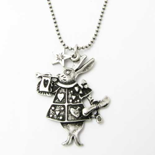 ネックレス 不思議の国アリスのうさぎ ロングチェーン トランプ