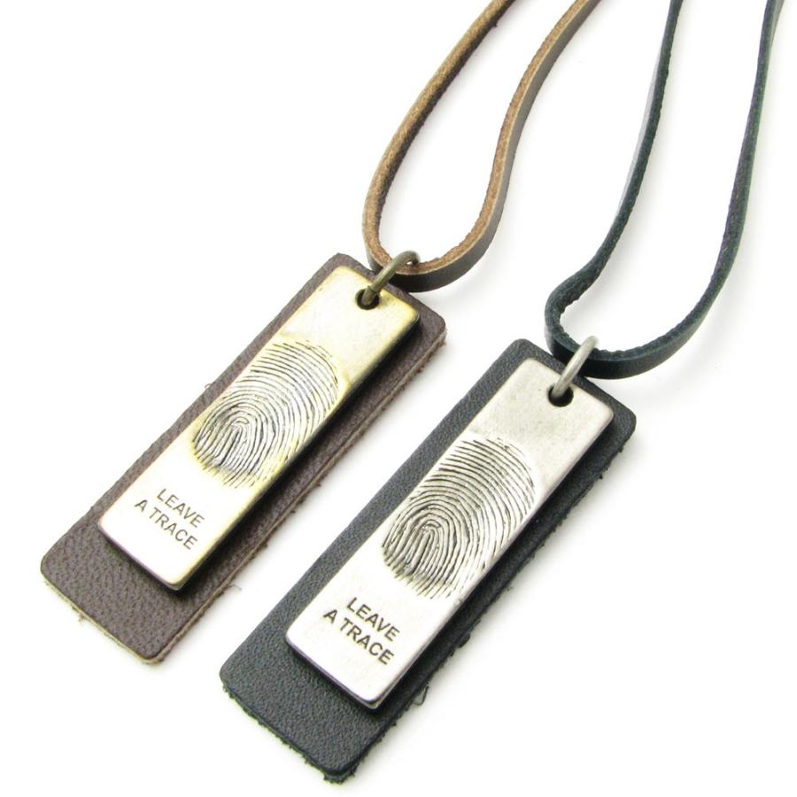 ネックレス&インテリア ネックレス プレート 指紋 レザーネックレス 革 アンティーク KN39044