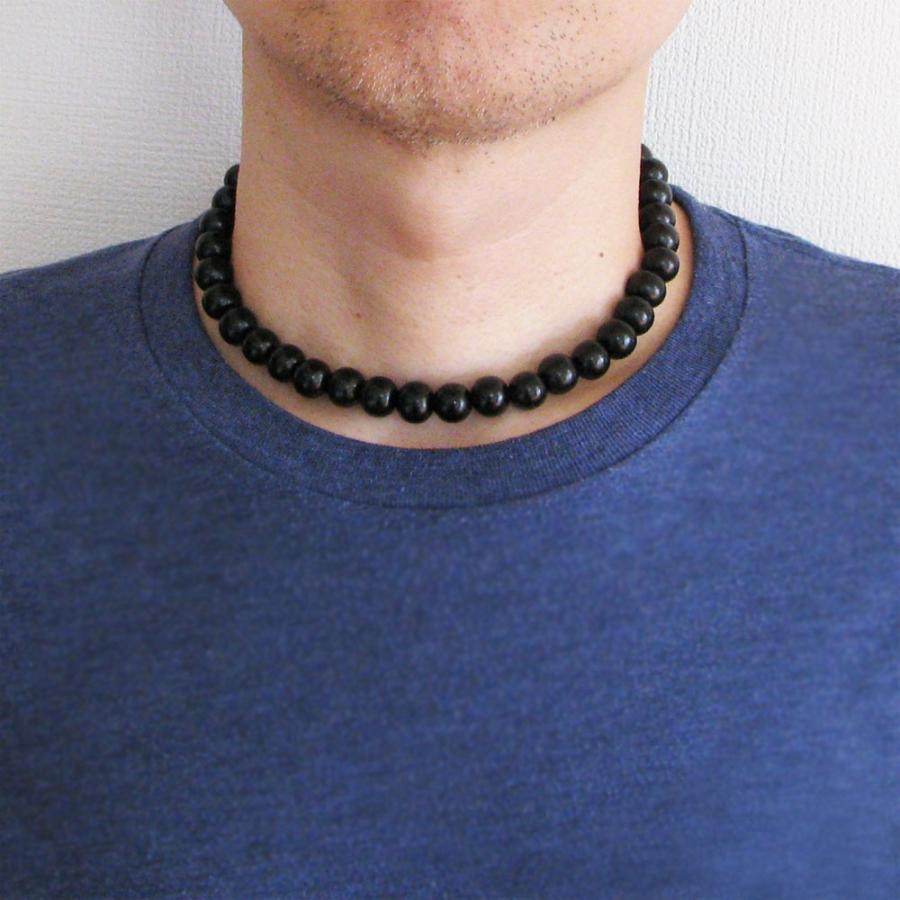 ネックレス シンプル 12mm玉 ウッドビーズ チョーカー 着脱簡単ゴム