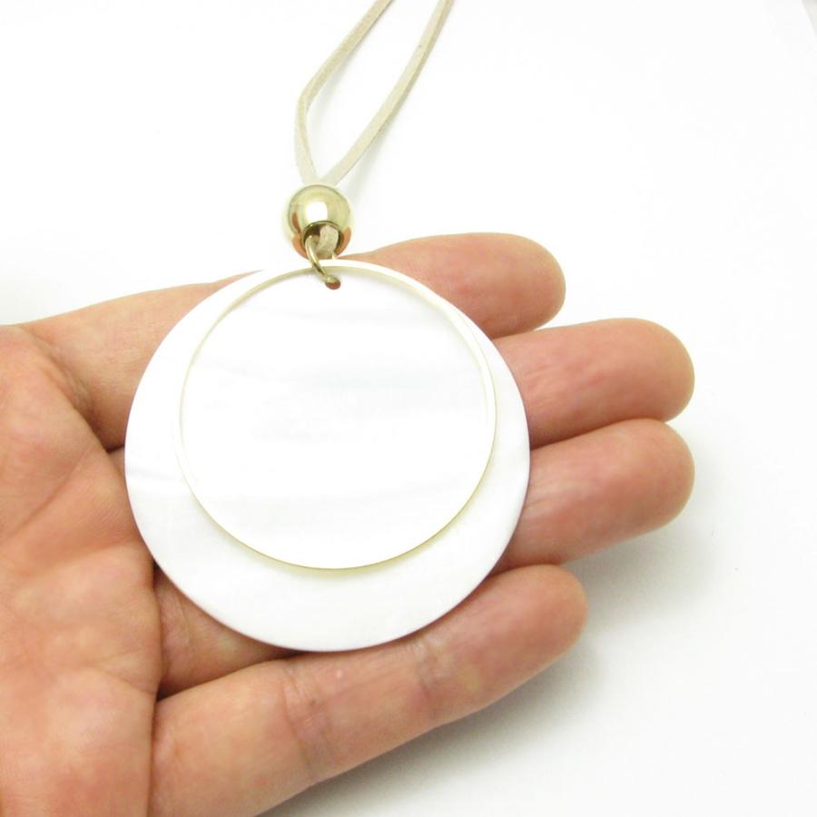 ネックレス レディース シェル サークル レザーネックレス