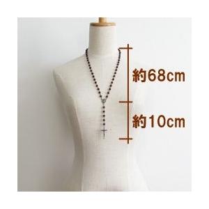 ネックレス ウッドビーズ シンプル ロザリオ アンティーク風