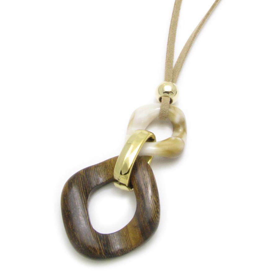 ネックレス レディース 木製 アクリル ウッド レザーネックレス