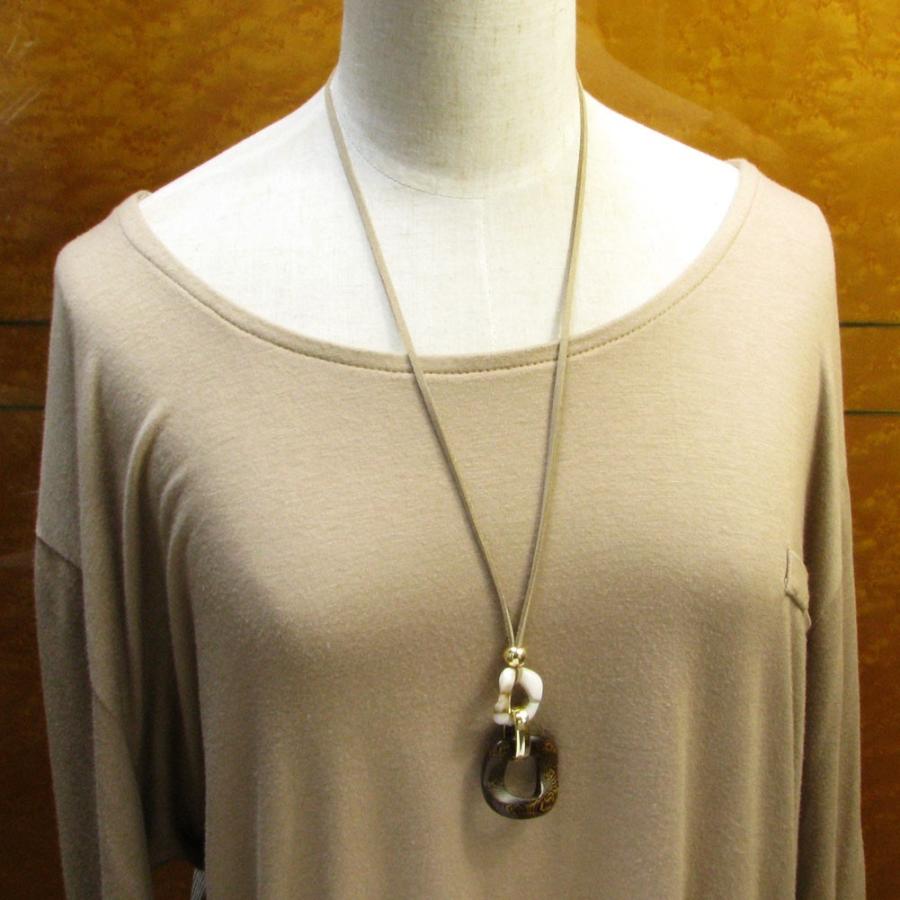 ネックレス レディース 木製 アクリル ウッド レザーネックレス