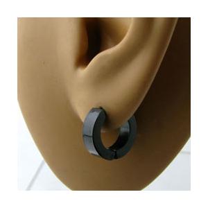 ピアス ステンレス ブラックカラー 超シンプル無地 ツヤ有り 丸み無し