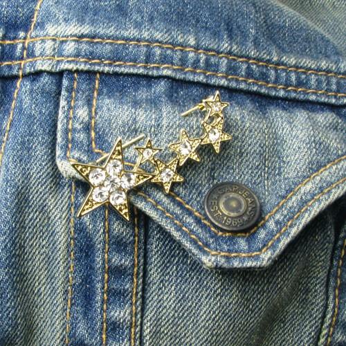 ブローチ 流れ星 シューティングスター キラキラ ラベルピン ワッペン