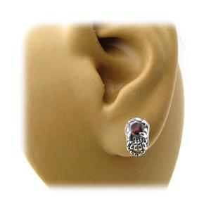 ピアス シルバー ジルコニア入り スカルシルバーピアス NA1041