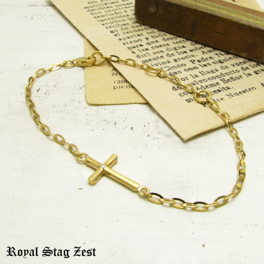 ブレスレット メンズ クロス 十字架 シルバー ゴールドコート ダイヤモンド RoyalStagZEST K23RGP SBR26-002