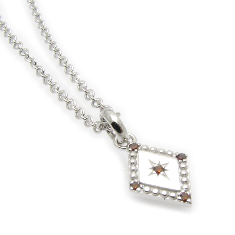 ネックレス レディース レッドダイヤモンド シルバーネックレス 